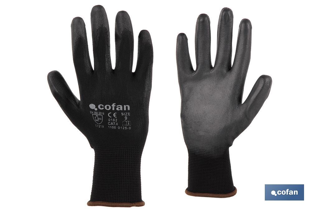 Guantes 100 % de poliéster | Impregnados para mayor seguridad | Flexibles | Protección y confort | Sin costuras - Cofan