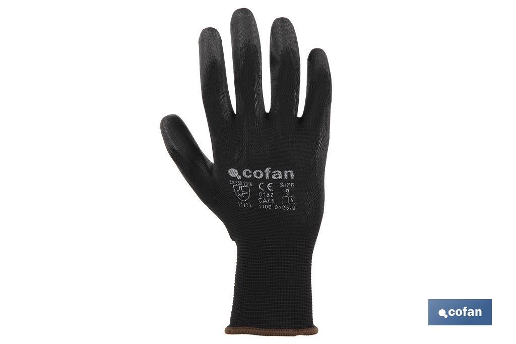 Gants 100 % en polyester | Imprégnés pour une plus grande sécurité | Flexibles | Protection et confort | Sans coutures - Cofan