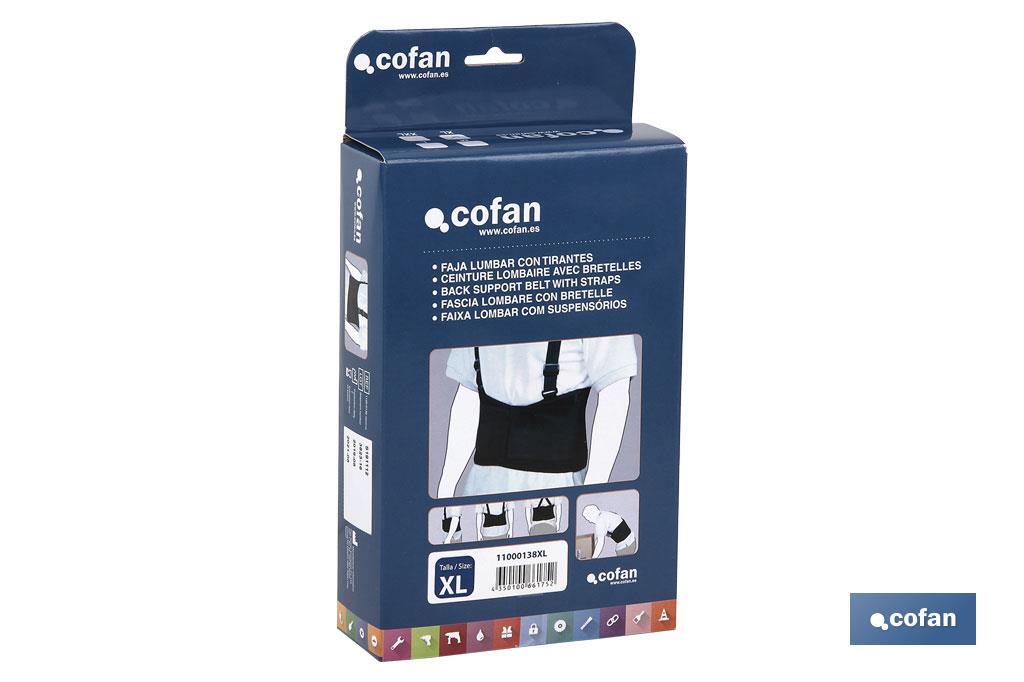 Ceinture lombaire de travail | Comprend 2 bretelles croisées | Plusieurs tailles disponibles - Cofan