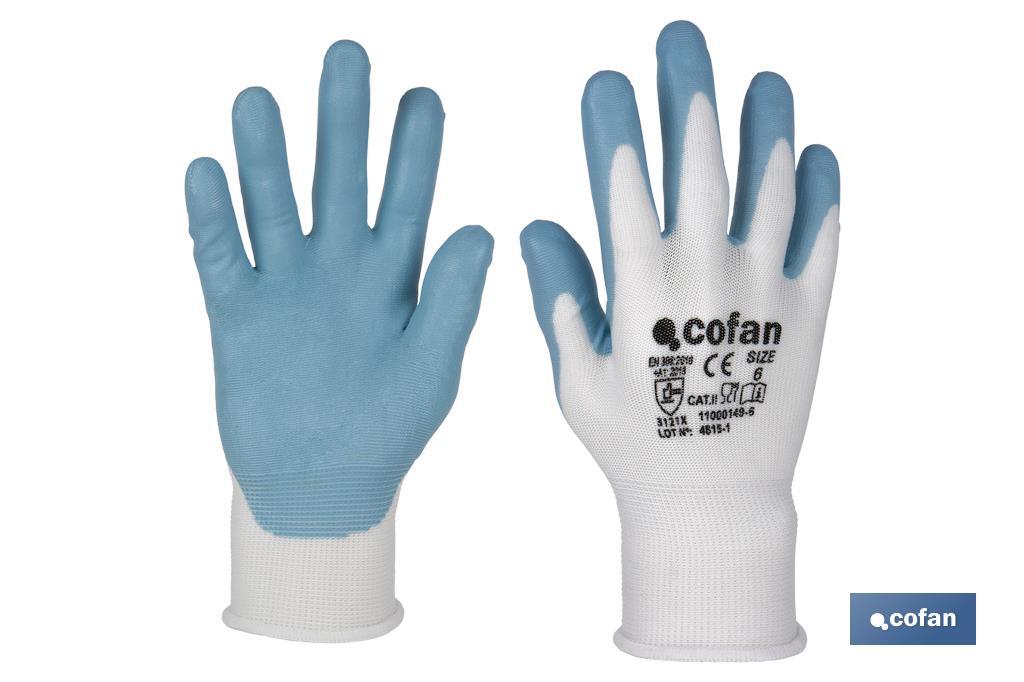 Guantes impregnados para uso alimentario | Sin costuras | Comodidad y seguridad | Con recubrimiento de nitrilo - Cofan