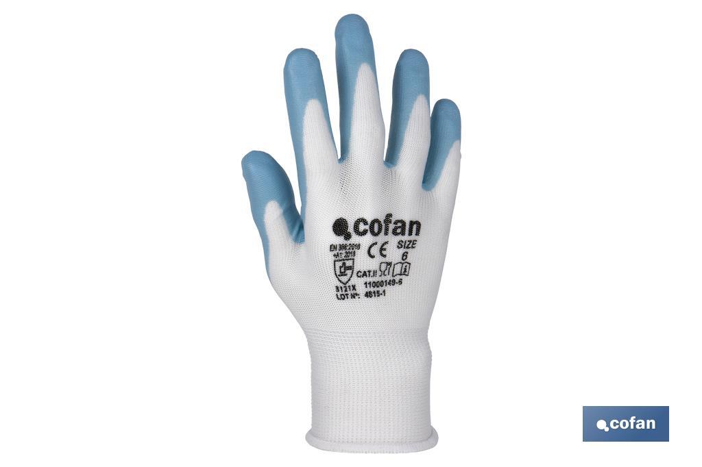 Gants imprégnés à usage alimentaire | Sans coutures | Commodité et sécurité | Avec revêtement de nitrile - Cofan