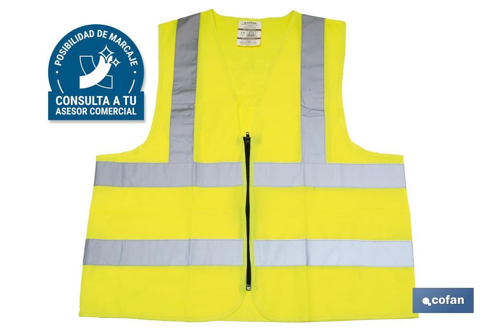 High visibility vest | Zip fastener | Available in various sizes - Cofan