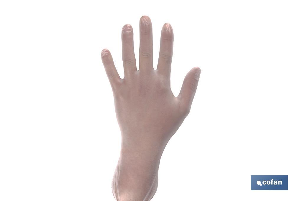 Boîte de 100 unités de gants en vinyle | Non poudrés | Ambidextres | Appropriés pour usage alimentaire | Élastiques et résistants - Cofan