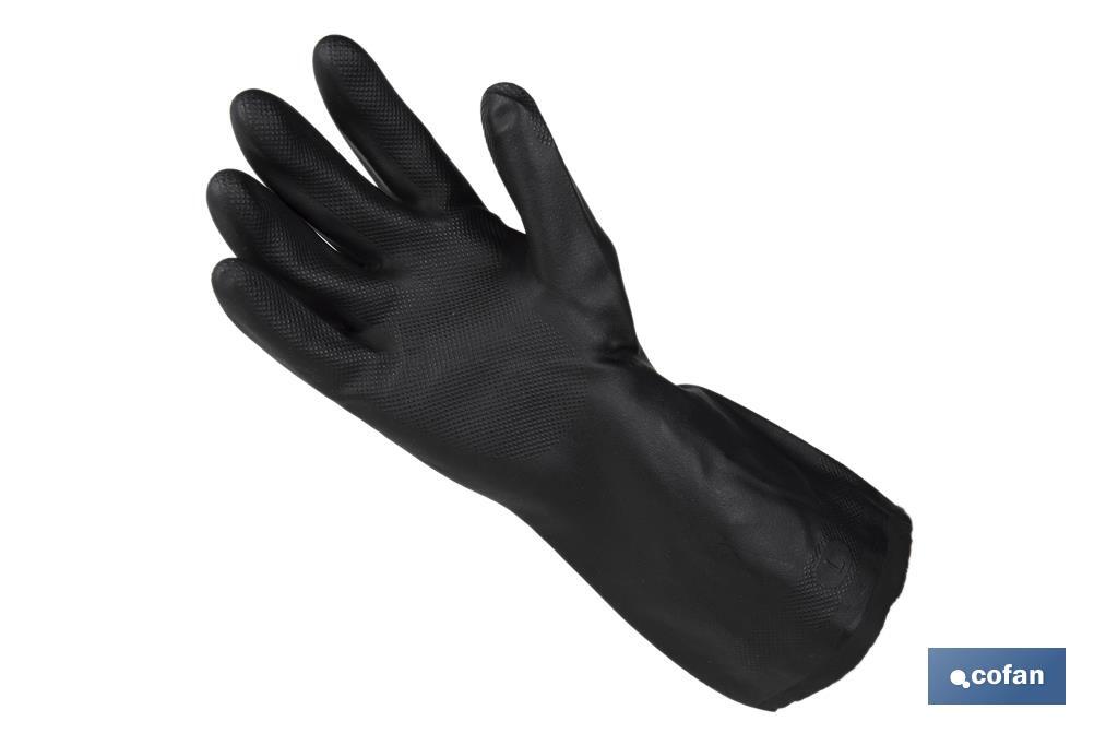 Guantes de neopreno negros | Ideales para el contacto con ácidos y detergentes | Perfectos para metalurgia y mecánica - Cofan