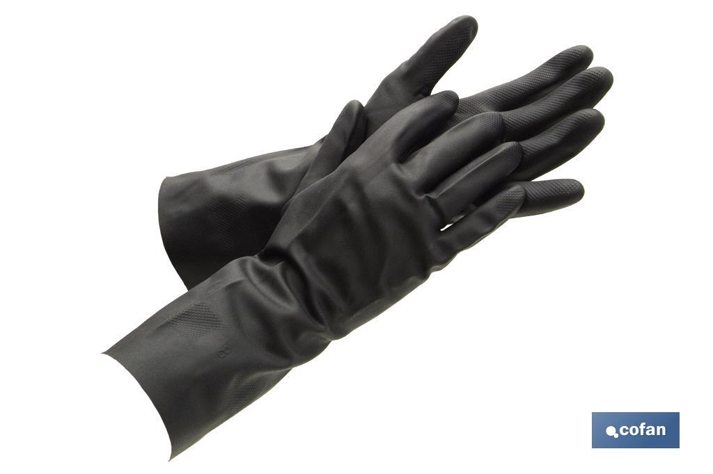 Black neoprene glove | Ideal for contact with acids and detergents | Perfect for metallurgy and mechanics - Cofan