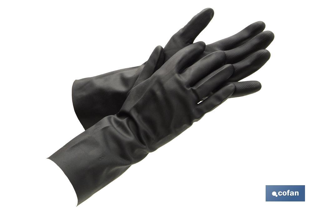 Guantes de neopreno negros | Ideales para el contacto con ácidos y detergentes | Perfectos para metalurgia y mecánica - Cofan