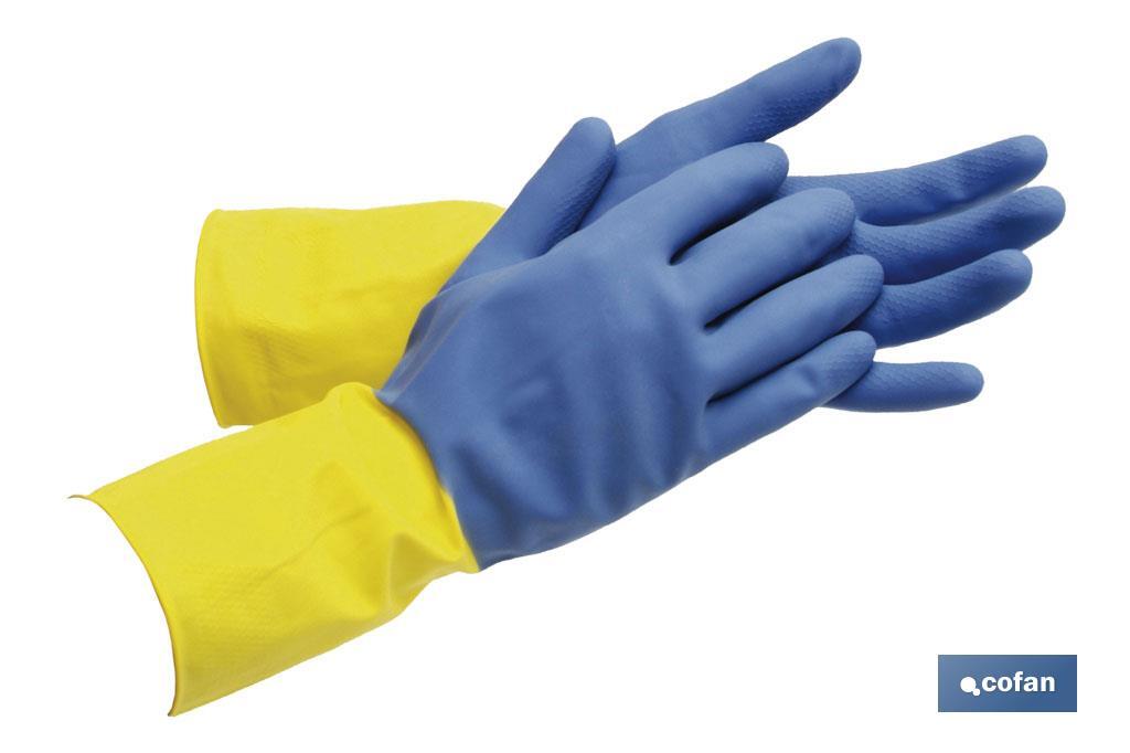 Guantes de menaje reforzados | 100 % de látex | Ideal para el contacto con detergentes, solventes y productos químicos - Cofan