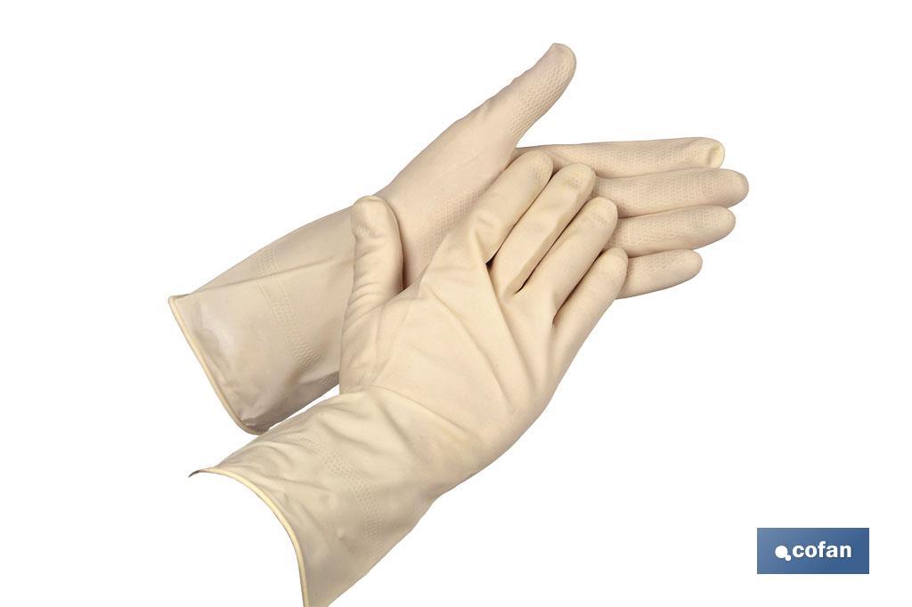 Natural latex gloves | Non-flock lined gloves | Tough and durable gloves | Suitable for contact with chemicals and acids - Cofan