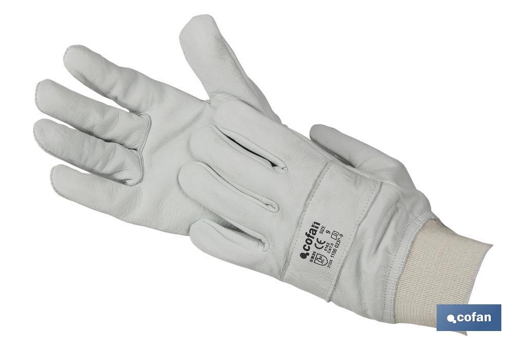 Adjustable reinforced grain leather gloves | Excellent grip and protection | Comfortable and tough gloves - Cofan