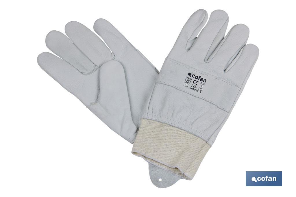 Adjustable reinforced grain leather gloves | Excellent grip and protection | Comfortable and tough gloves - Cofan