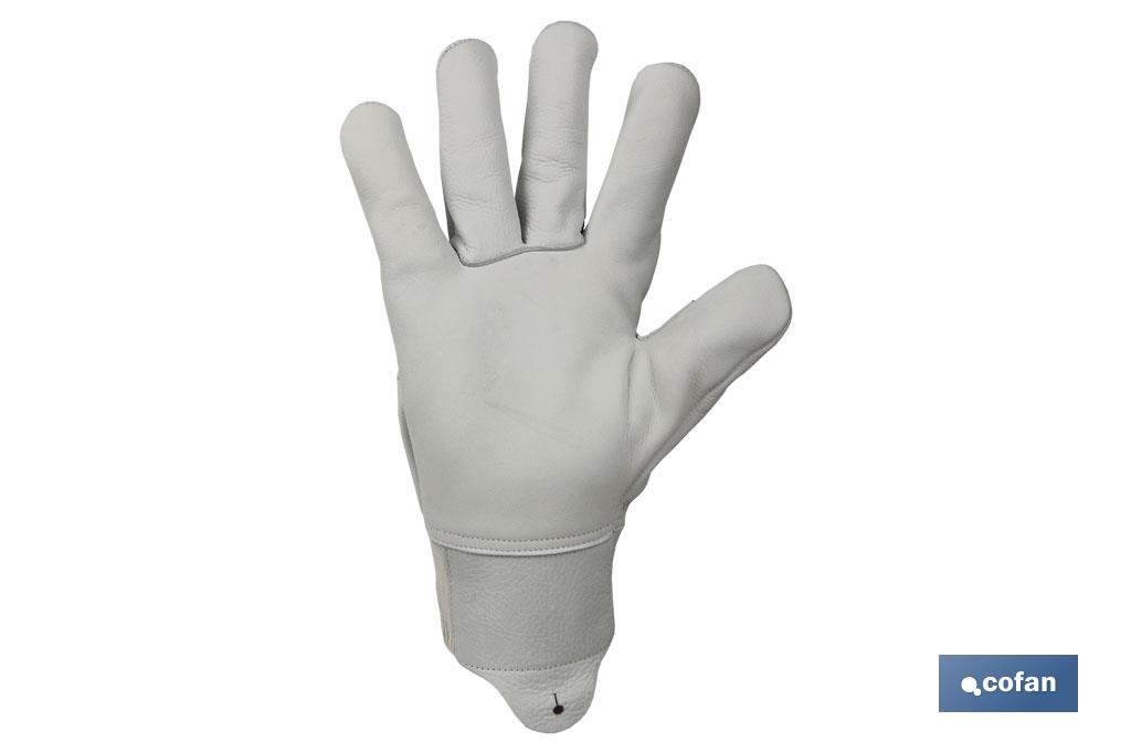 Adjustable reinforced grain leather gloves | Excellent grip and protection | Comfortable and tough gloves - Cofan