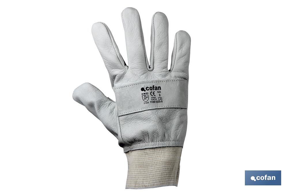 Adjustable reinforced grain leather gloves | Excellent grip and protection | Comfortable and tough gloves - Cofan