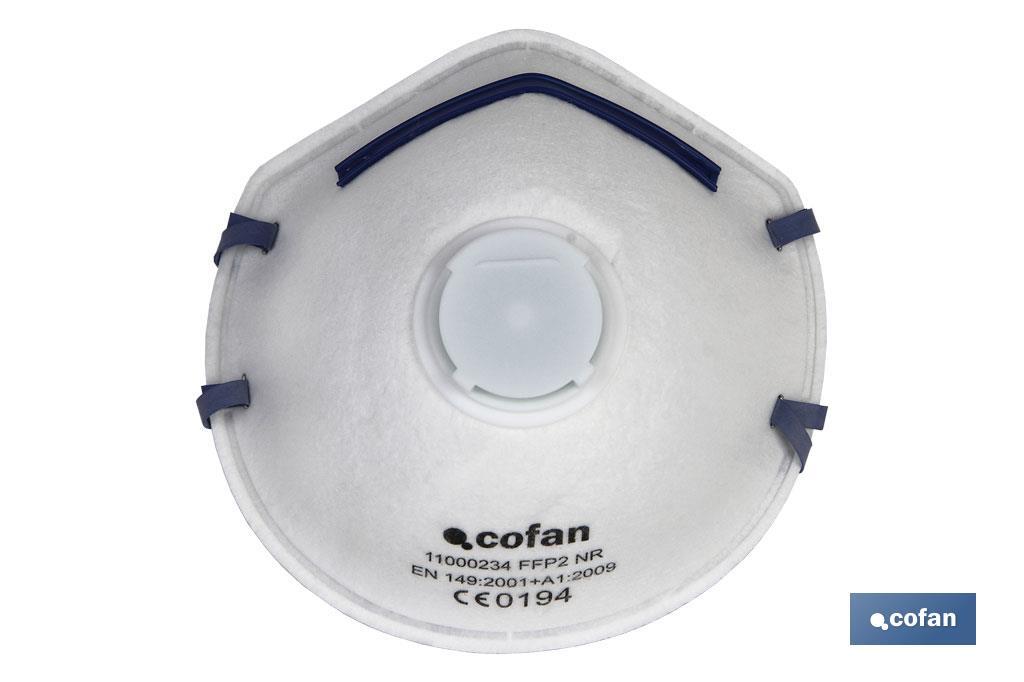 FFP2 NR face mask | Extra comfort valve | Self-filtering protection | Pack of 10 units - Cofan