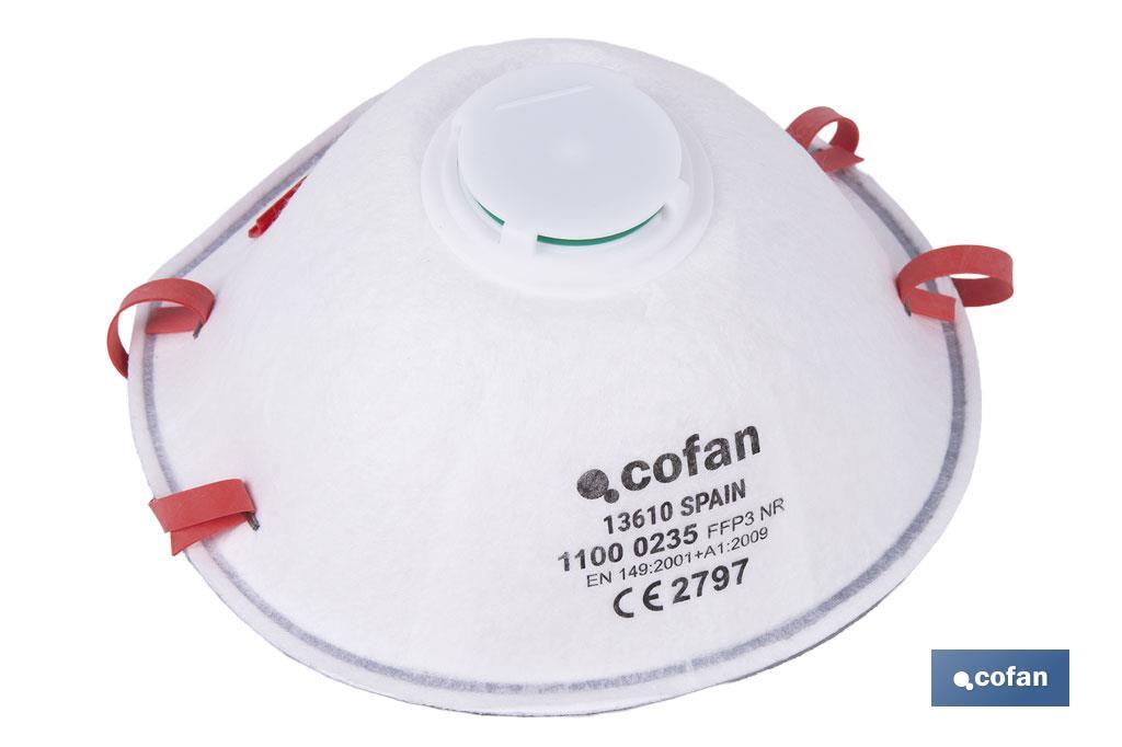 Masque FFP3 NR | Avec valve extra confort | Protection auto-filtrante | Pack de 10 unités - Cofan