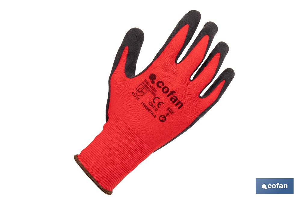 Guanti rivestiti di nitrile Modello Sandy Coating | Ideali per il settore automobilistico, edile e per maneggiare oli - Cofan