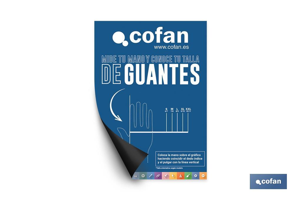 Póster magnetizado com medidor de tamanho de luvas - Cofan