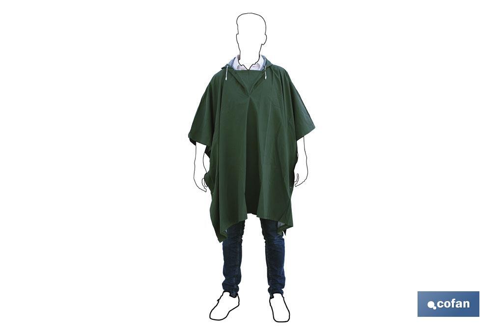 Rain Poncho | Green | PVC/Polyester | One size fits all | Rain Coat - Cofan