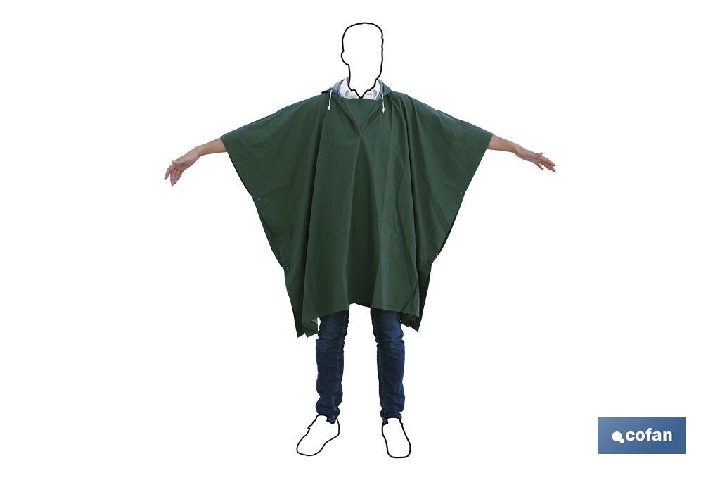 Poncho de Agua | Color Verde | Fabricado en PVC/Poliéster | Talla Única | Poncho Antilluvia - Cofan