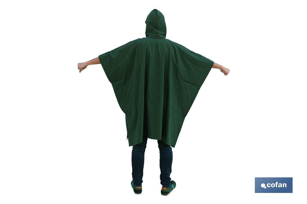 Rain Poncho | Green | PVC/Polyester | One size fits all | Rain Coat - Cofan
