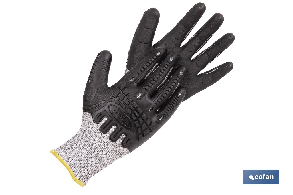 Guantes de protección anticorte y antiimpacto | Protección 360° TPE | Protección anticorte nivel C | EN 388 4X42C – EN 21420 | Disponible desde la talla 8 hasta la 10 - Cofan