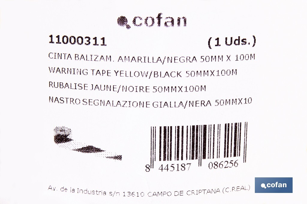 Warning tape "Yellow and black" - Cofan