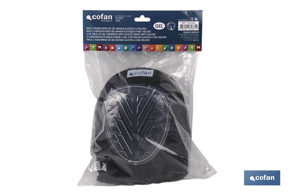 Pack of 2 knee pads | Double elastic band and hook and loop fastener | Gel pads - Cofan