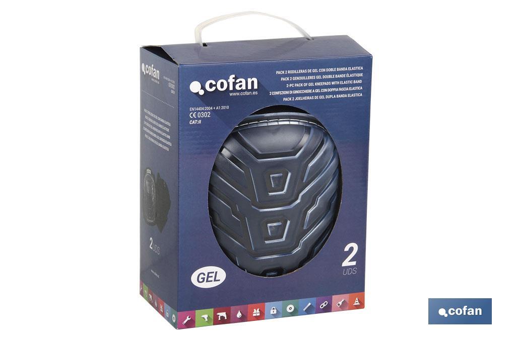 Pack of 2 knee pads | Double elastic band | Gel pads - Cofan