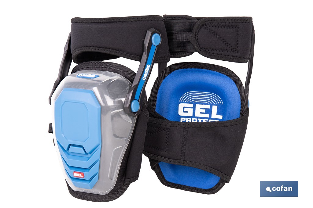 Rodilleras de gel estabilizadoras para trabajo | Protección y confort para construcción, agricultura y bricolaje | Pack de 2 rodilleras negras y azules - Cofan