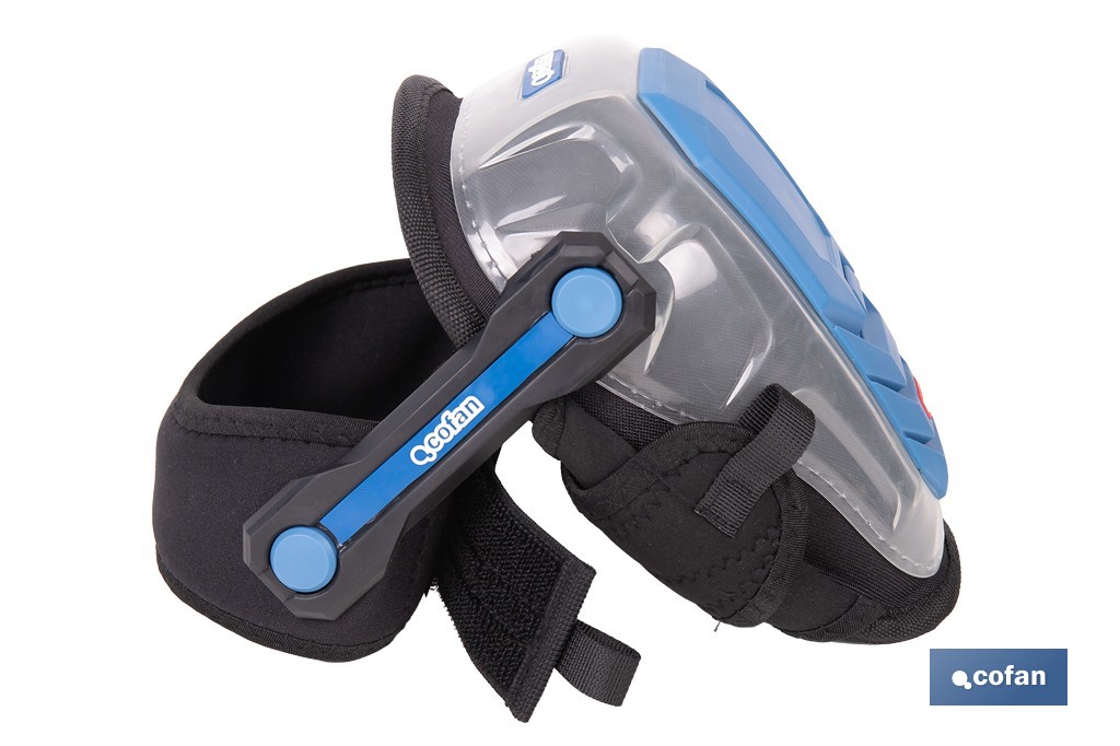 Rodilleras de gel estabilizadoras para trabajo | Protección y confort para construcción, agricultura y bricolaje | Pack de 2 rodilleras negras y azules - Cofan
