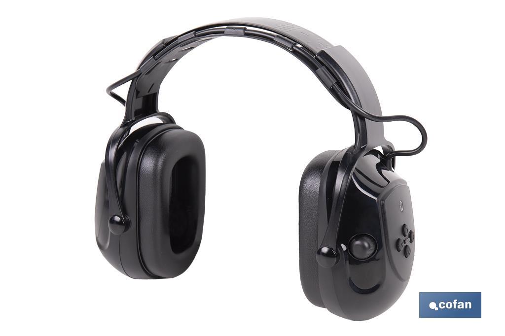 Cascos antirruido con Bluetooth | Reducción de sonido (SNR) 29 dB | Protección auditiva con micrófono y control de volumen - Cofan
