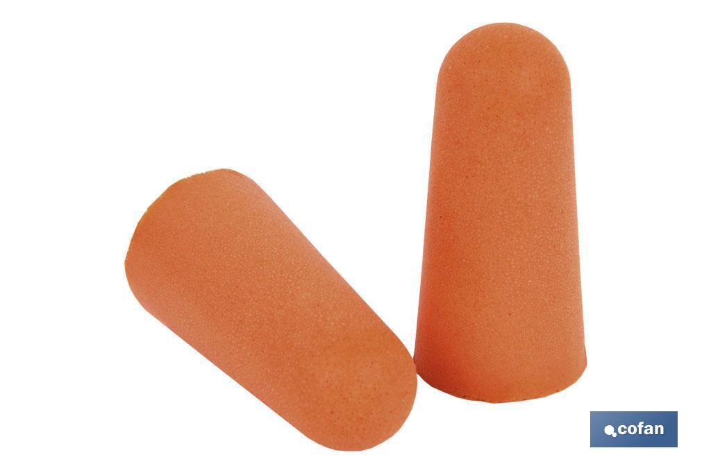 Blister de bouchons de protection auditive | Pack de 10 unités | Bouchons jetables de couleur orange - Cofan