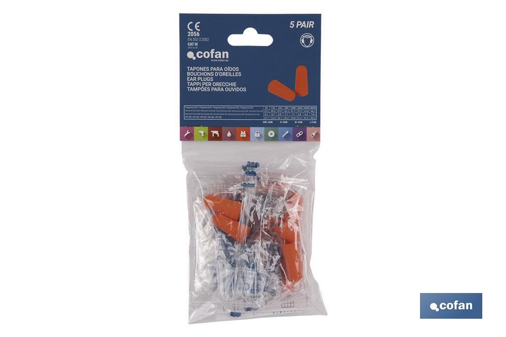 Safety earplugs | Pack de 50 units | Disposable orange earplugs - Cofan