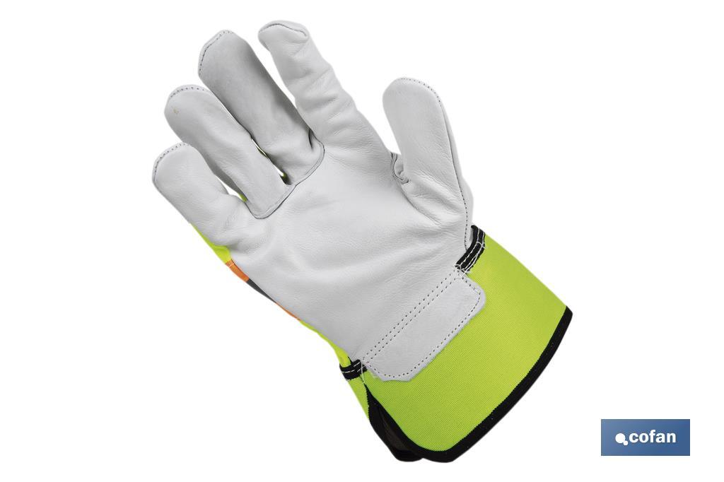 Gants en cuir de vachette avec ruban réfléchissant | [Tailles : 9, 10 et 11 - Cofan