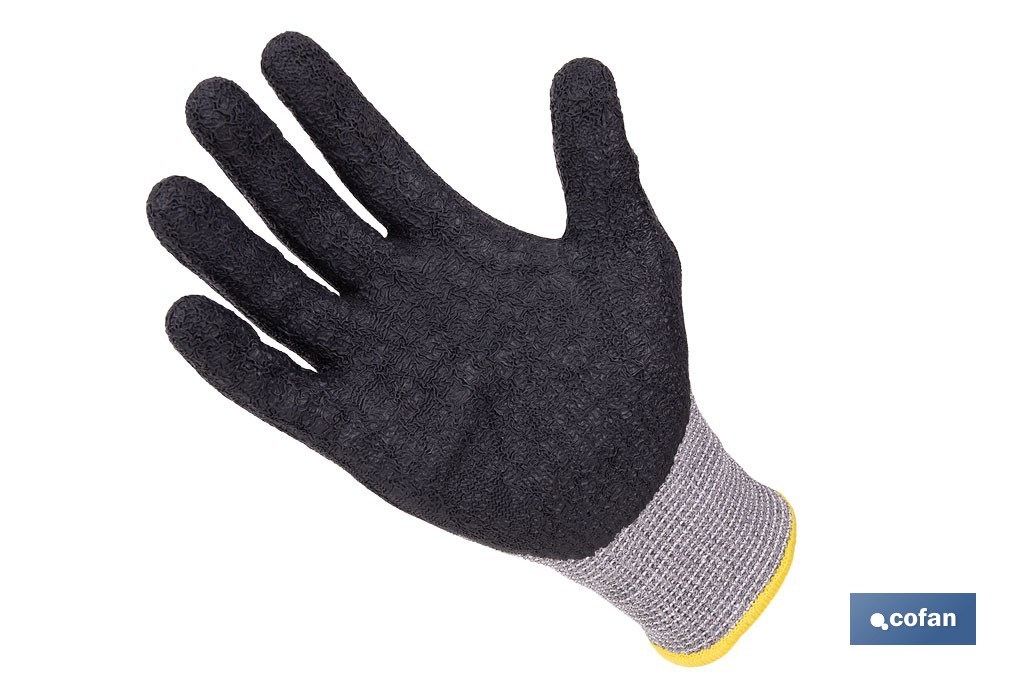 Guantes mecánicos anticorte con recubrimiento de látex rugoso | Conforme con EN 388:2016 | Disponible desde la talla 6 hasta la 10 - Cofan
