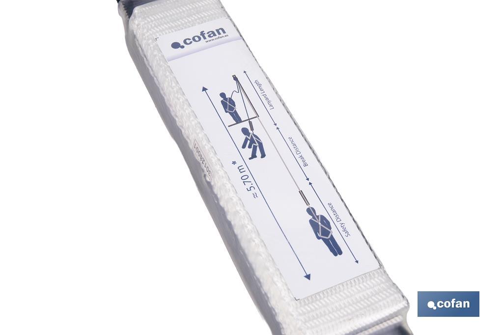 Cuerda trenzada bifurcada con absorbedor de energía | Conectores de acero incluidos | Conforme a EN 355:2002 - Cofan