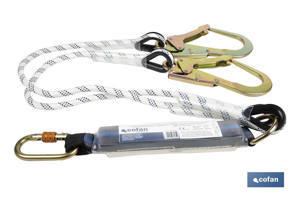 Cuerda trenzada bifurcada con absorbedor de energía | Conectores de acero incluidos | Conforme a EN 355:2002 - Cofan