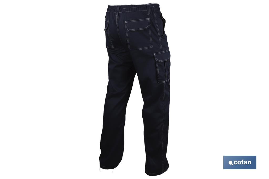 Pantalon de travail élastique type denim | Taille de la 38 à la 64 | Couleur bleu marine - Cofan