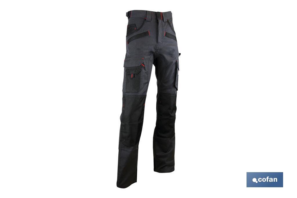 Multi Pocket Work Trousers | Carlson Model | Materials: 60% cotton & 40% polyester | Grey/Black - Cofan