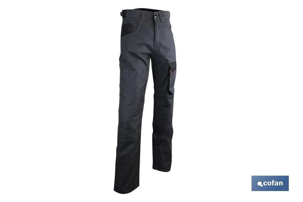 Pantalón de Trabajo | Modelo Quant | Material: 60% algodón y 40% poliéster | Color Gris/Negro - Cofan