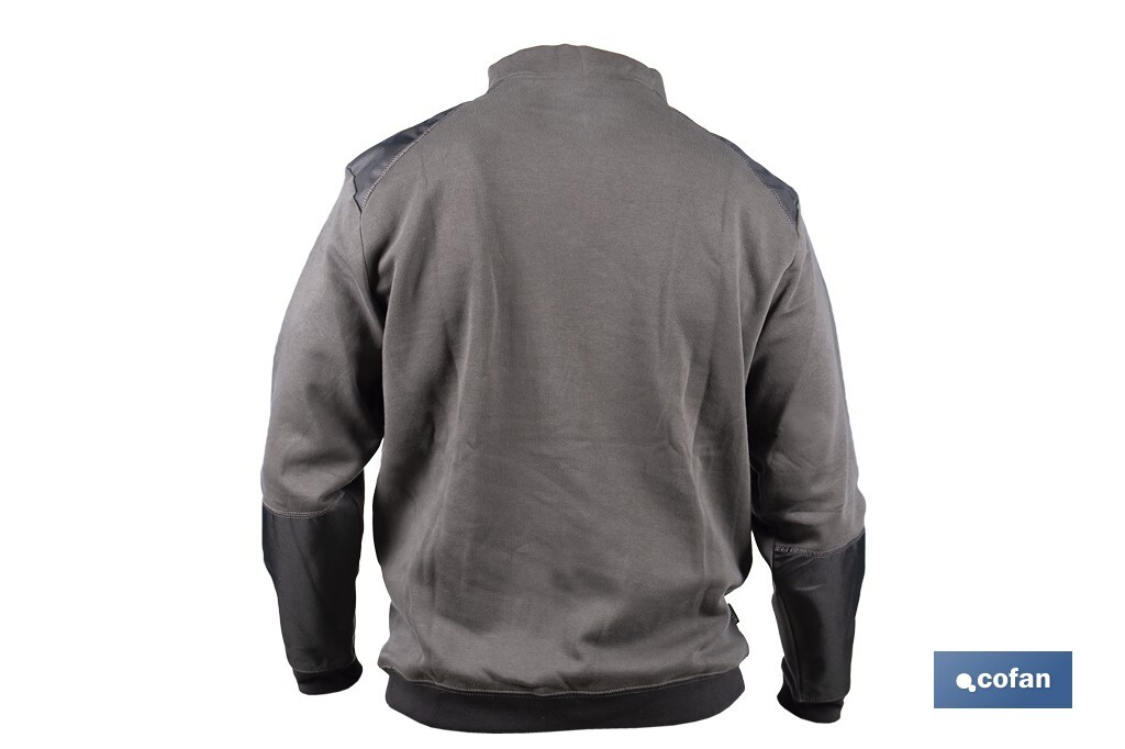 Sudadera de cuello con media cremallera | Color: gris y negro | Algodón y poliéster | Tejido ultra suave | Disponible desde la talla S hasta la XXXL - Cofan