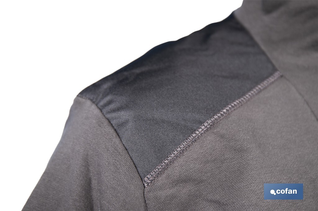 Sudadera de cuello con media cremallera | Color: gris y negro | Algodón y poliéster | Tejido ultra suave | Disponible desde la talla S hasta la XXXL - Cofan