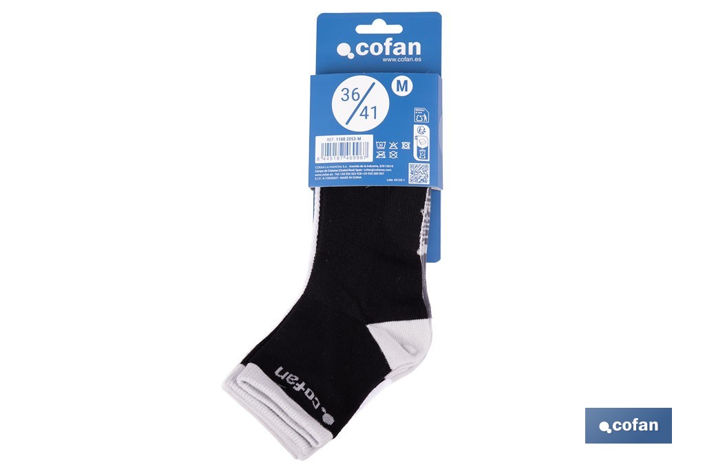 Set de 3 pares de calcetines unisex de algodón | Caña media | Negro, blanco y gris | Disponible en dos rangos de tallas - Cofan