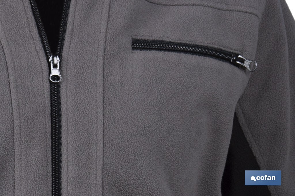 Work Fleece Jacket | Walker Model | Composition: 100% polyester | Grey/Black - Cofan