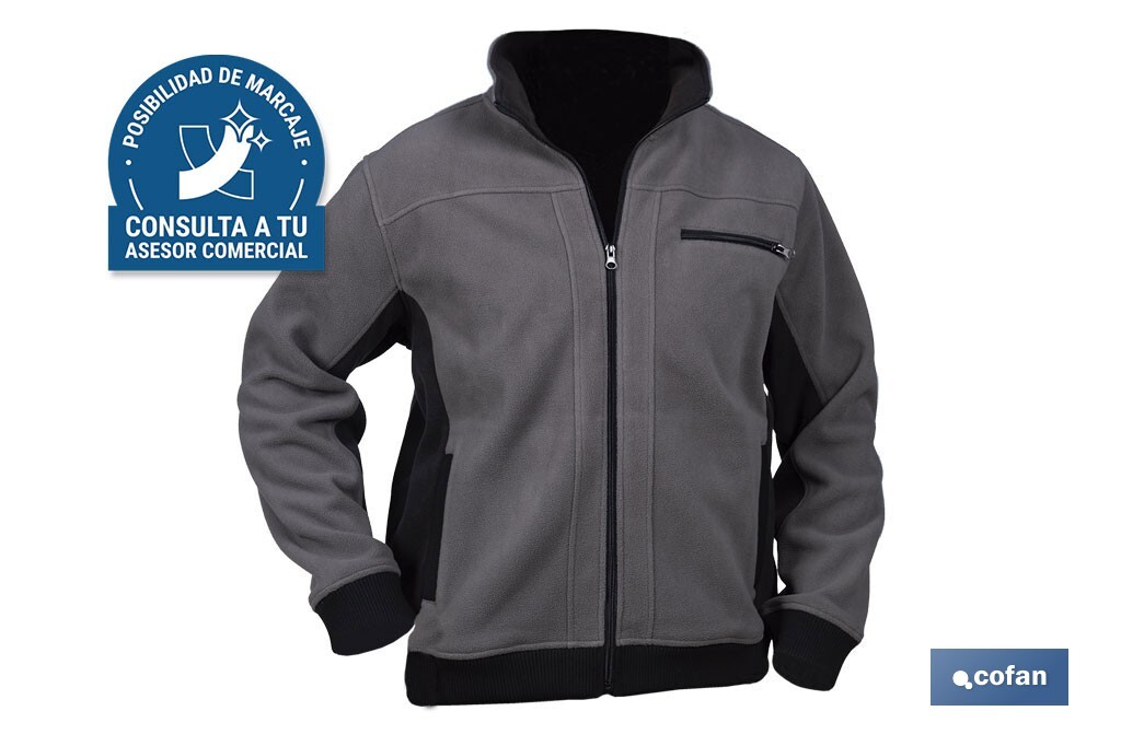 Work Fleece Jacket | Walker Model | Composition: 100% polyester | Grey/Black - Cofan