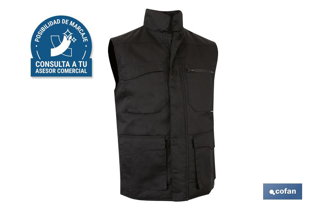 Gilet multitasche | Imbottito | Modello Colt | Composizione: 65% poliestere e 35% cotone | Colore: nero - Cofan