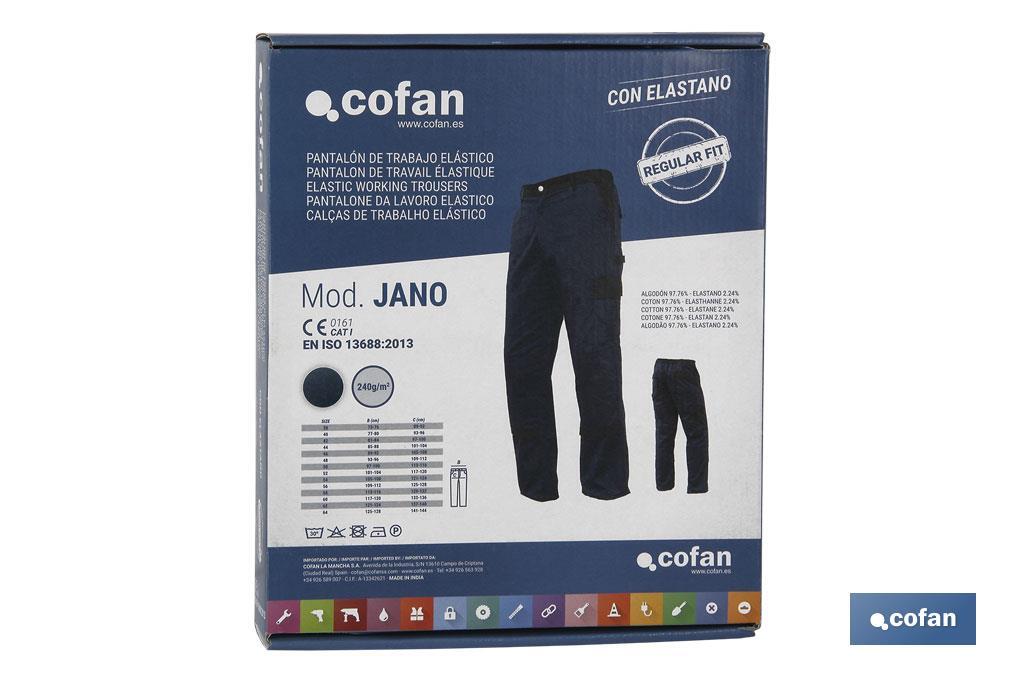 Calças De Trabalho | Flex | Modelo Jano | Regular Fit | Composição 97,76% Algodão e 2,24% Elastano | Cor Azul Marinho/Preto - Cofan