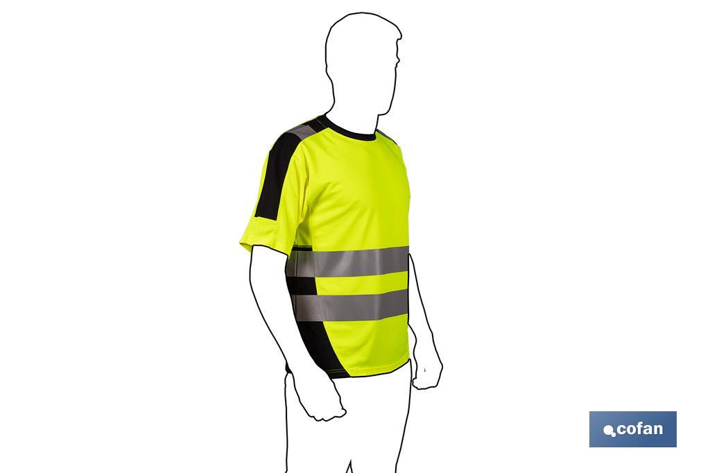 High visibility T-shirt | Available sizes from S to XXXL | Yellow and black - Cofan