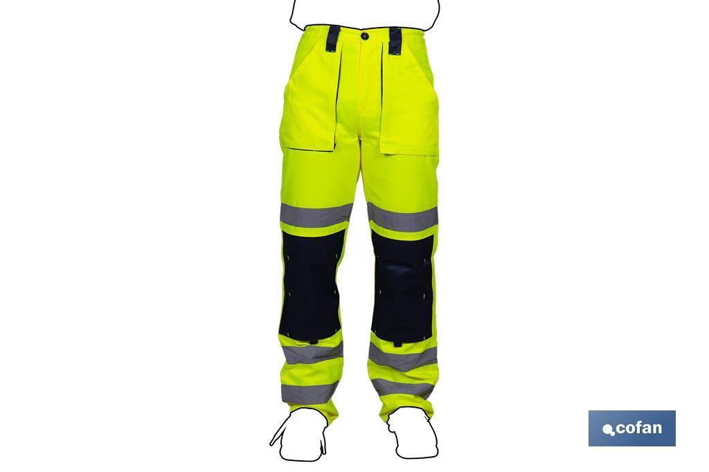 High visibility trousers | Available sizes from S to XXXL | Yellow and navy blue - Cofan