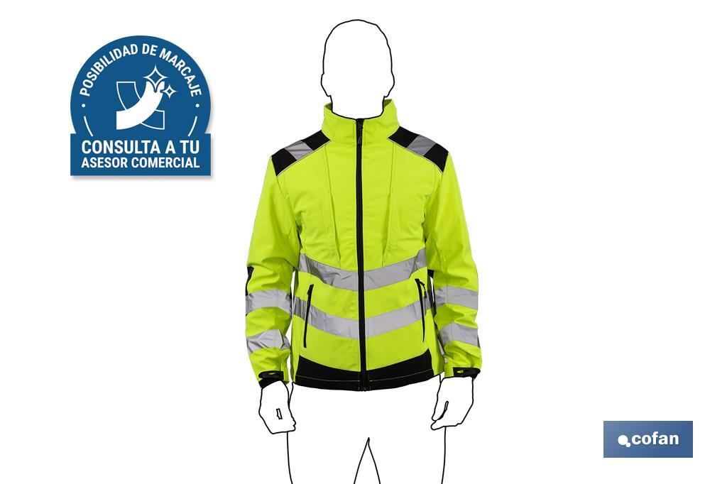 High visibility softshell jacket | Available sizes from S to XXXL | Yellow and black - Cofan