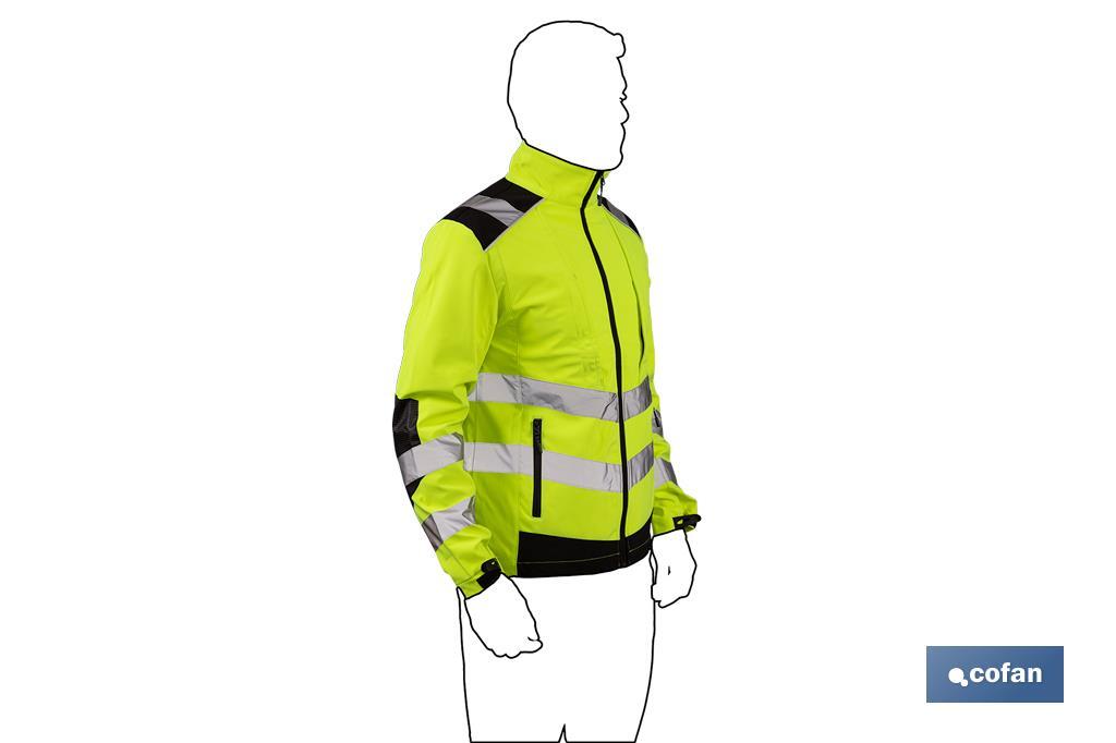 High visibility softshell jacket | Available sizes from S to XXXL | Yellow and black - Cofan